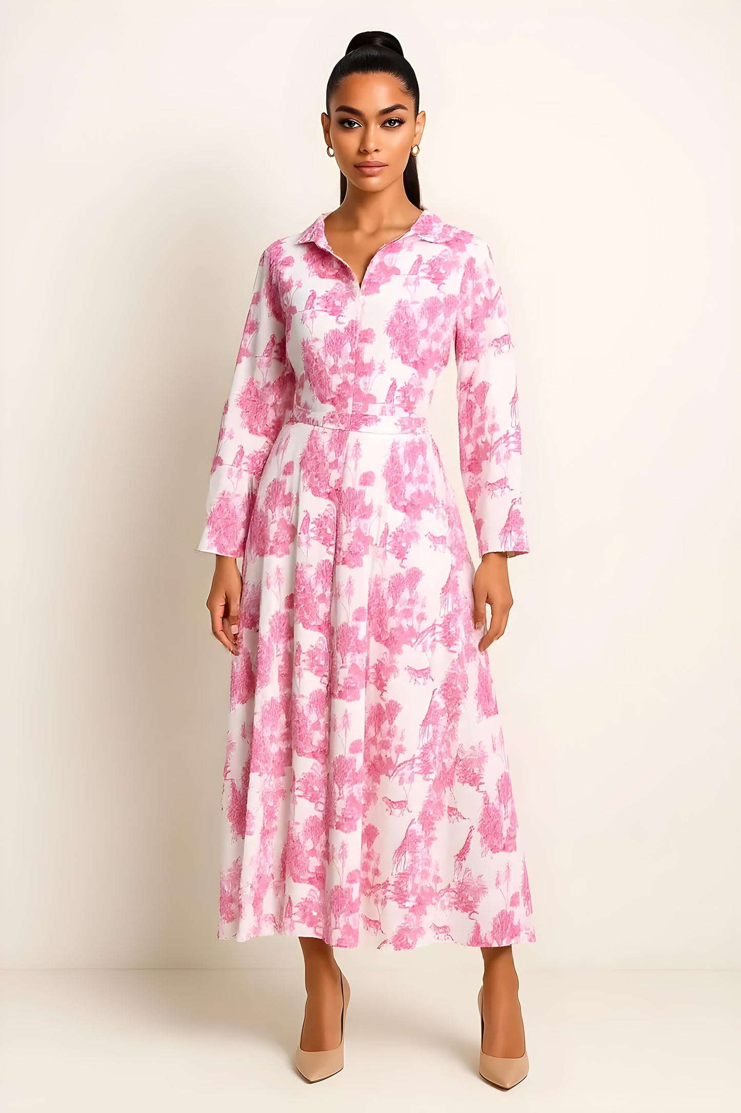 Safari Pink Linen Dress
