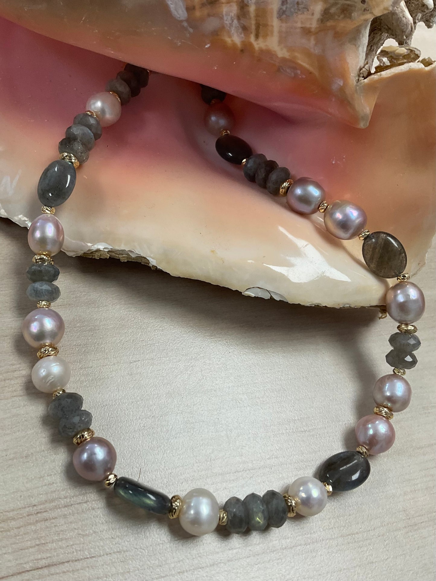 Labradorite Pearl Necklace