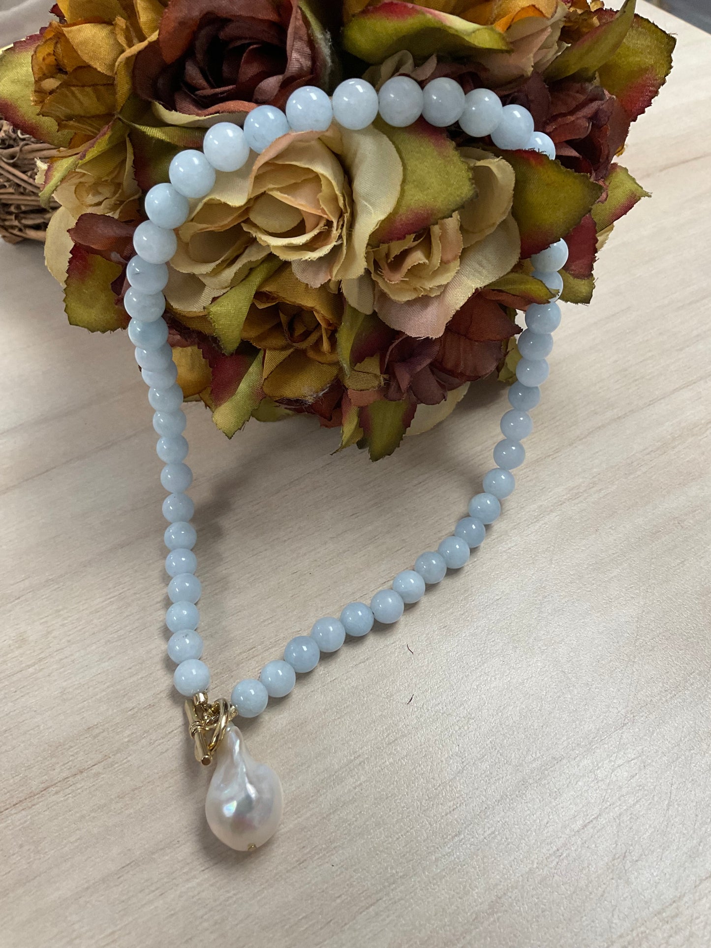 Baroque & Aquamarine Pendent Necklace