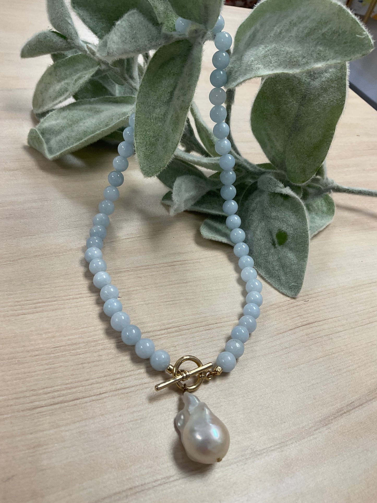 Baroque & Aquamarine Pendent Necklace