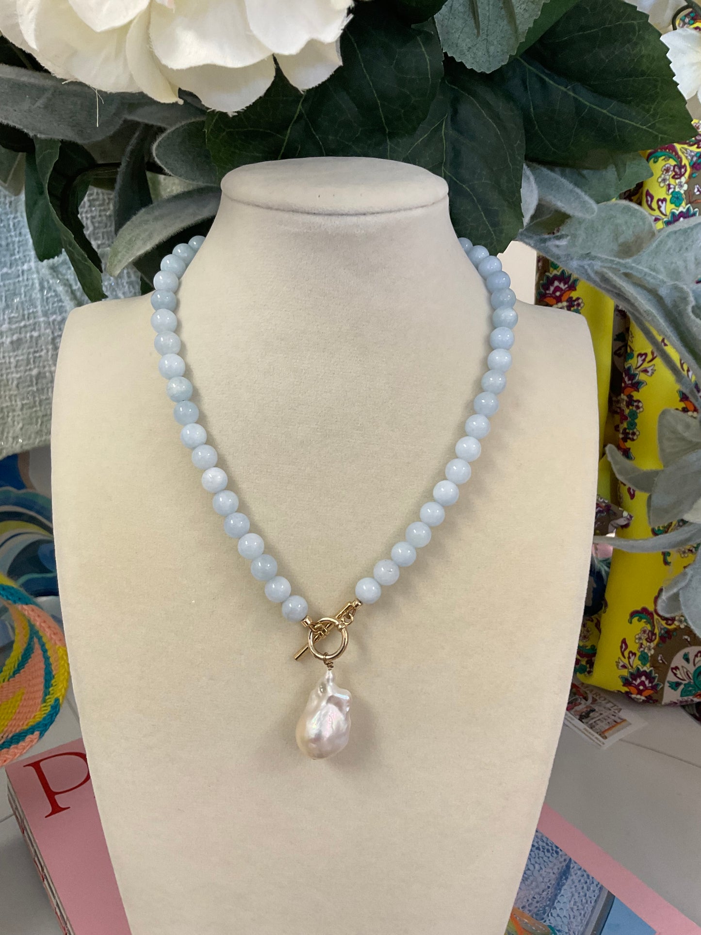 Baroque & Aquamarine Pendent Necklace