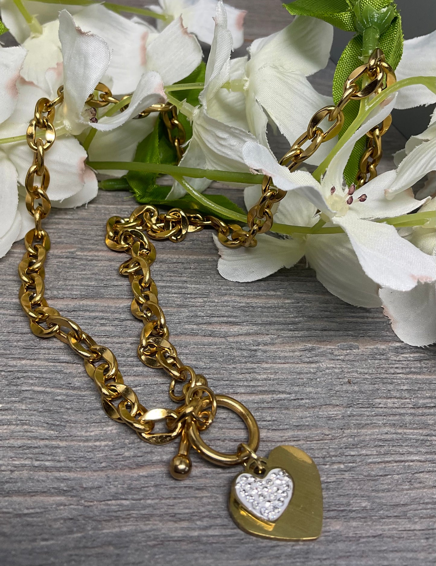 Rhinestone Heart Pendent Necklace