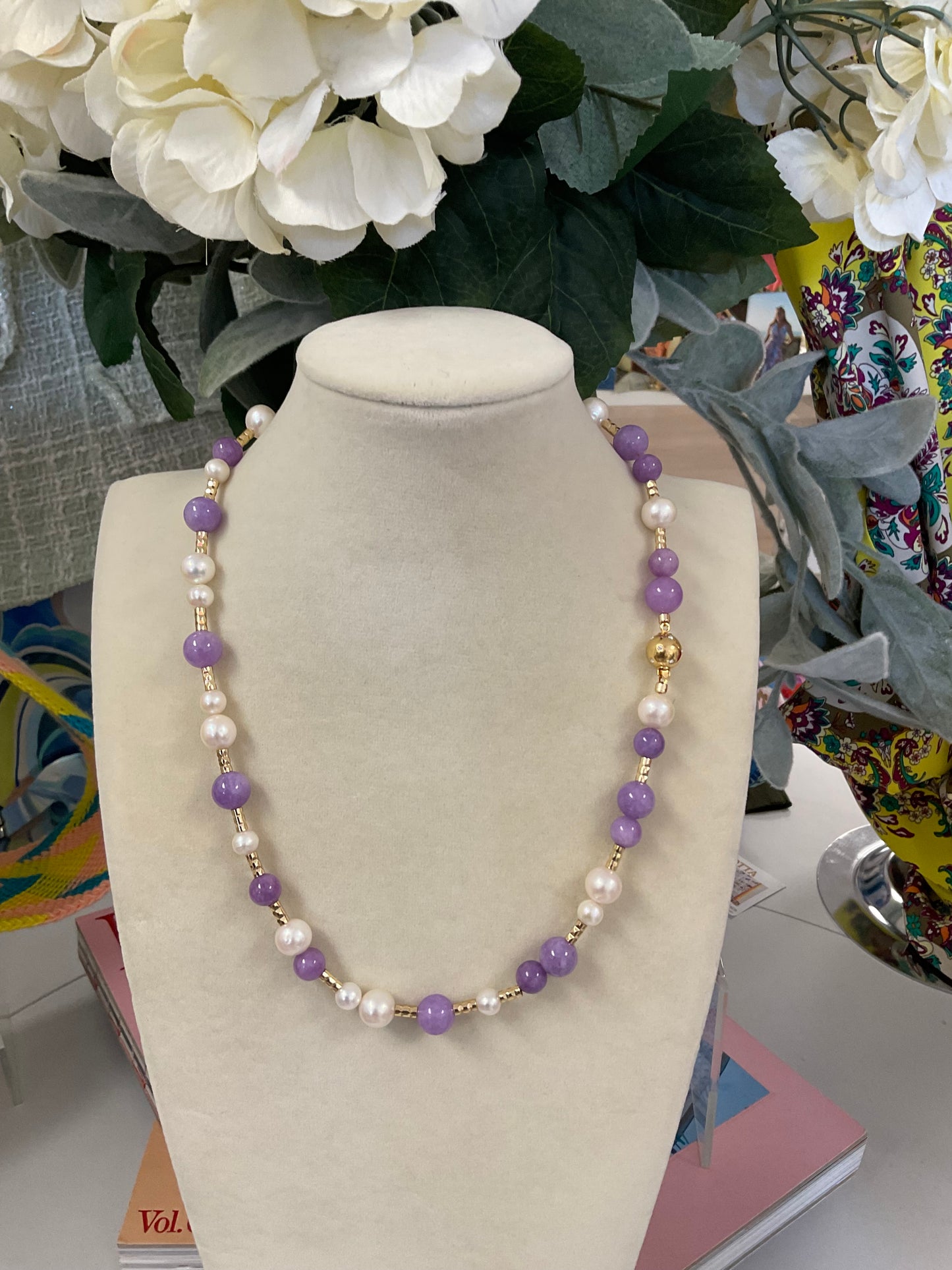 Kunzite and Akoya Pearl Necklace