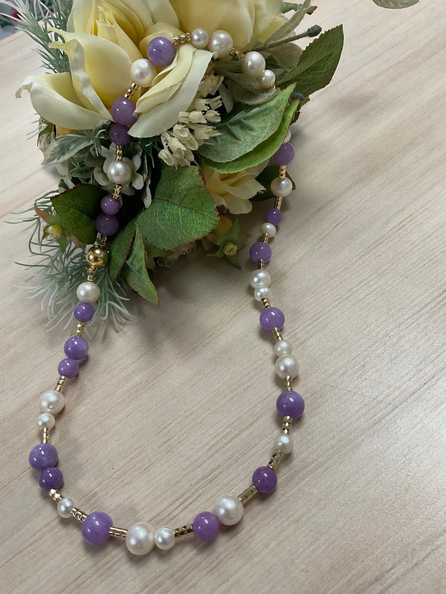 Kunzite and Akoya Pearl Necklace