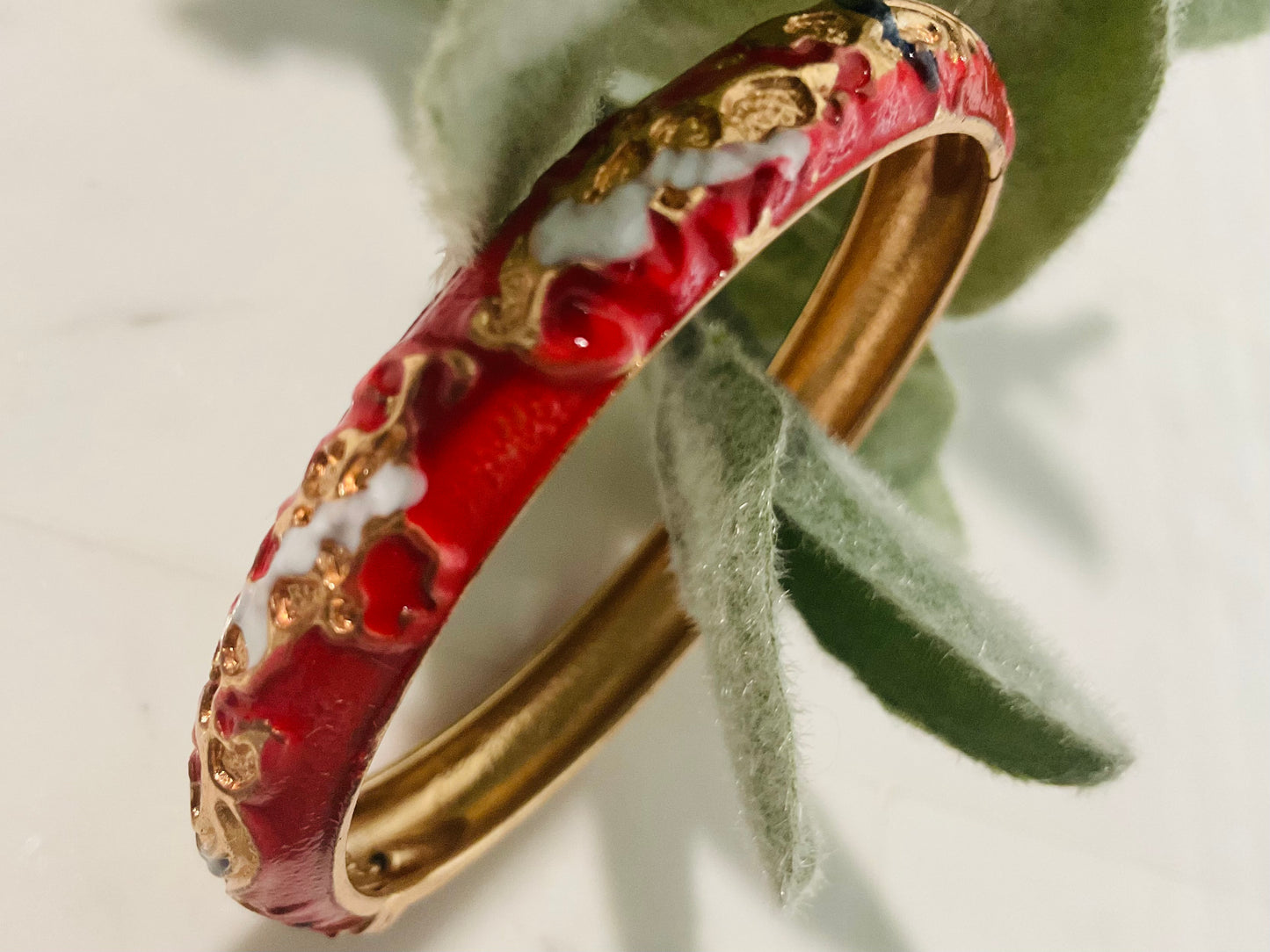 Retro Red Enamel Bangle
