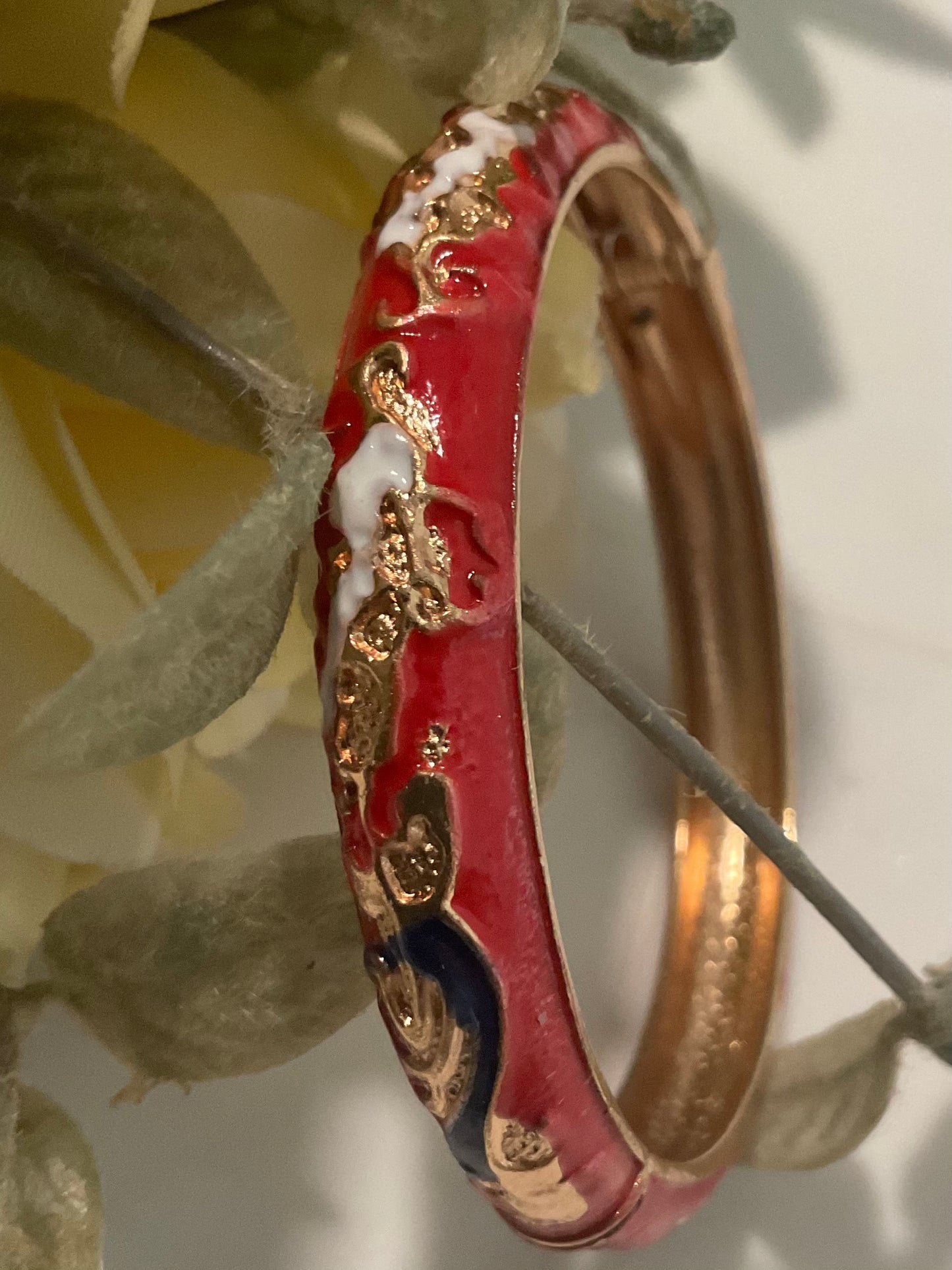 Retro Red Enamel Bangle