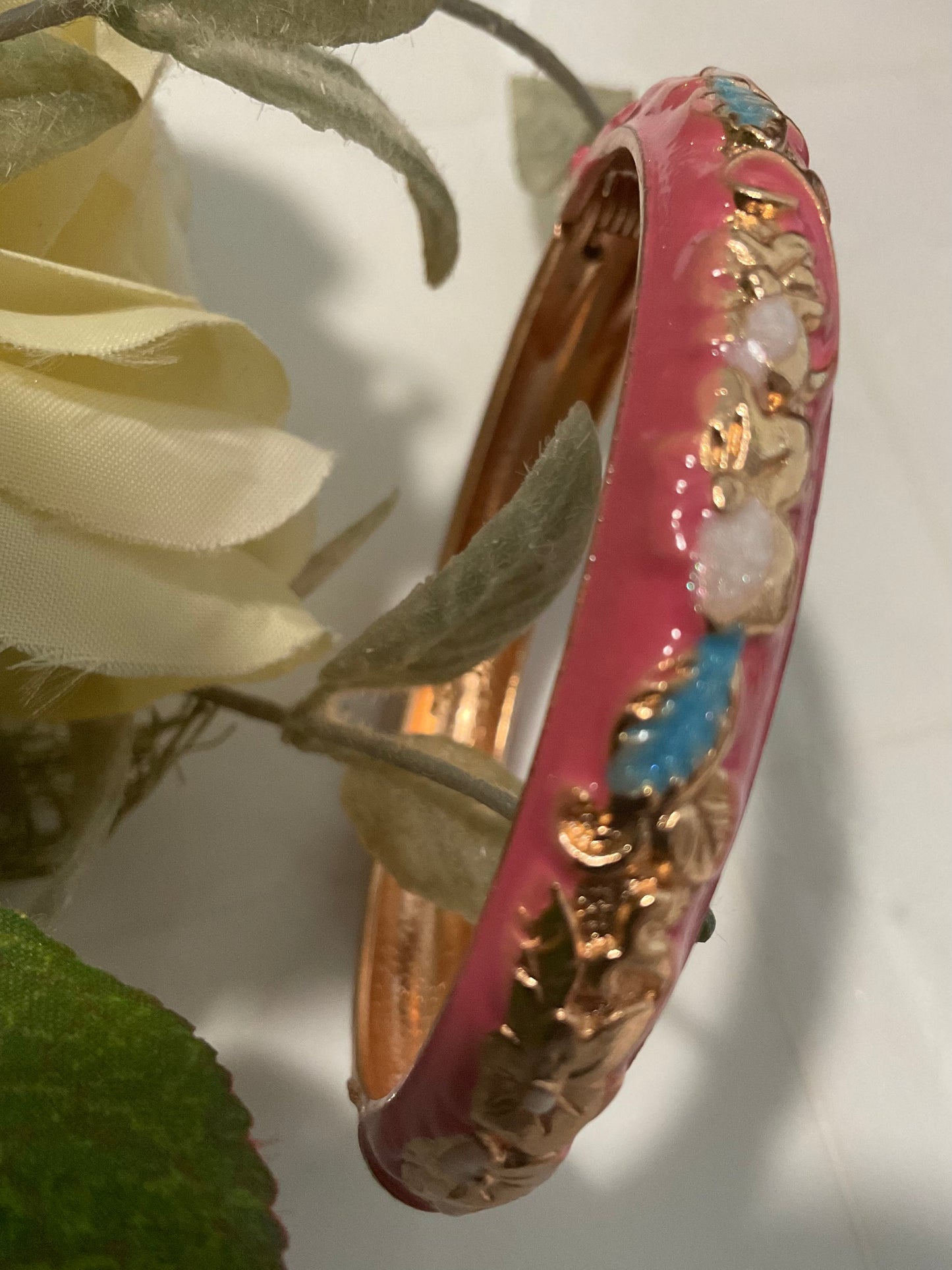 Retro Pink Enamel Bangle