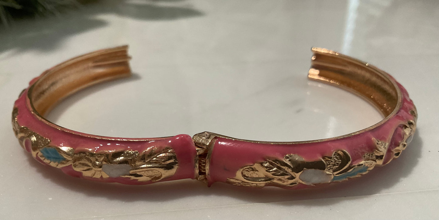 Retro Pink Enamel Bangle