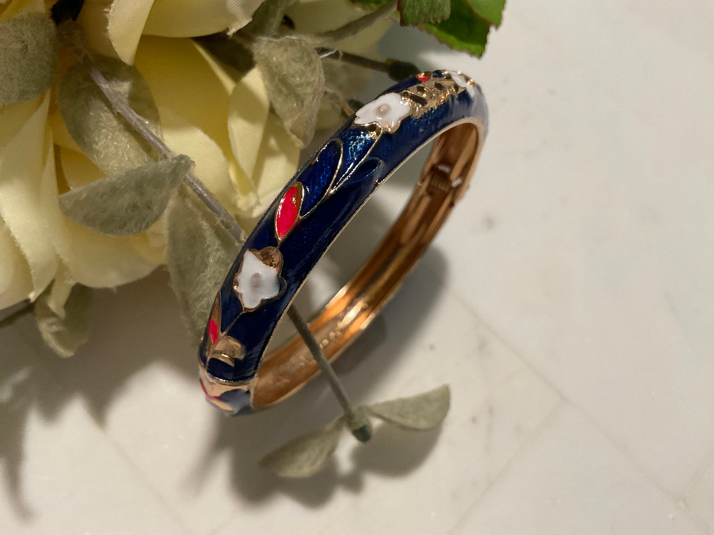 Retro Navy Enamel Bangle