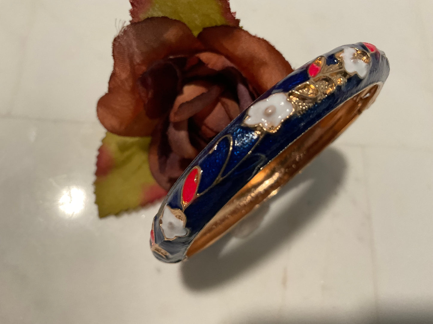 Retro Navy Enamel Bangle