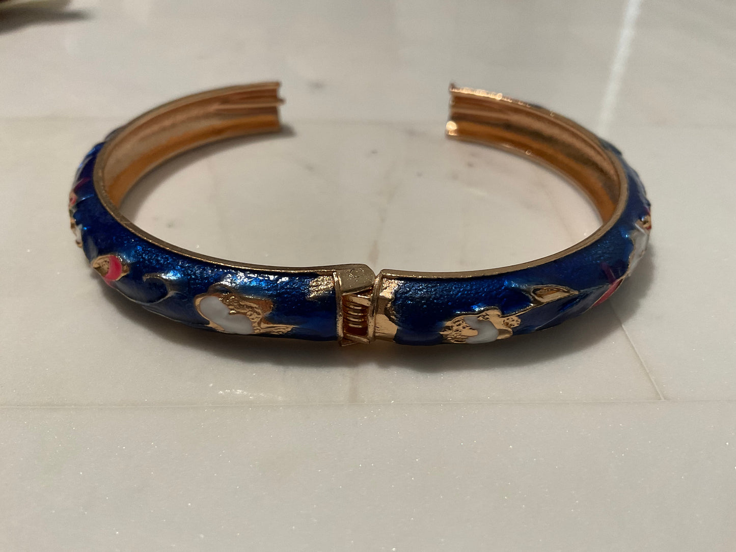 Retro Navy Enamel Bangle