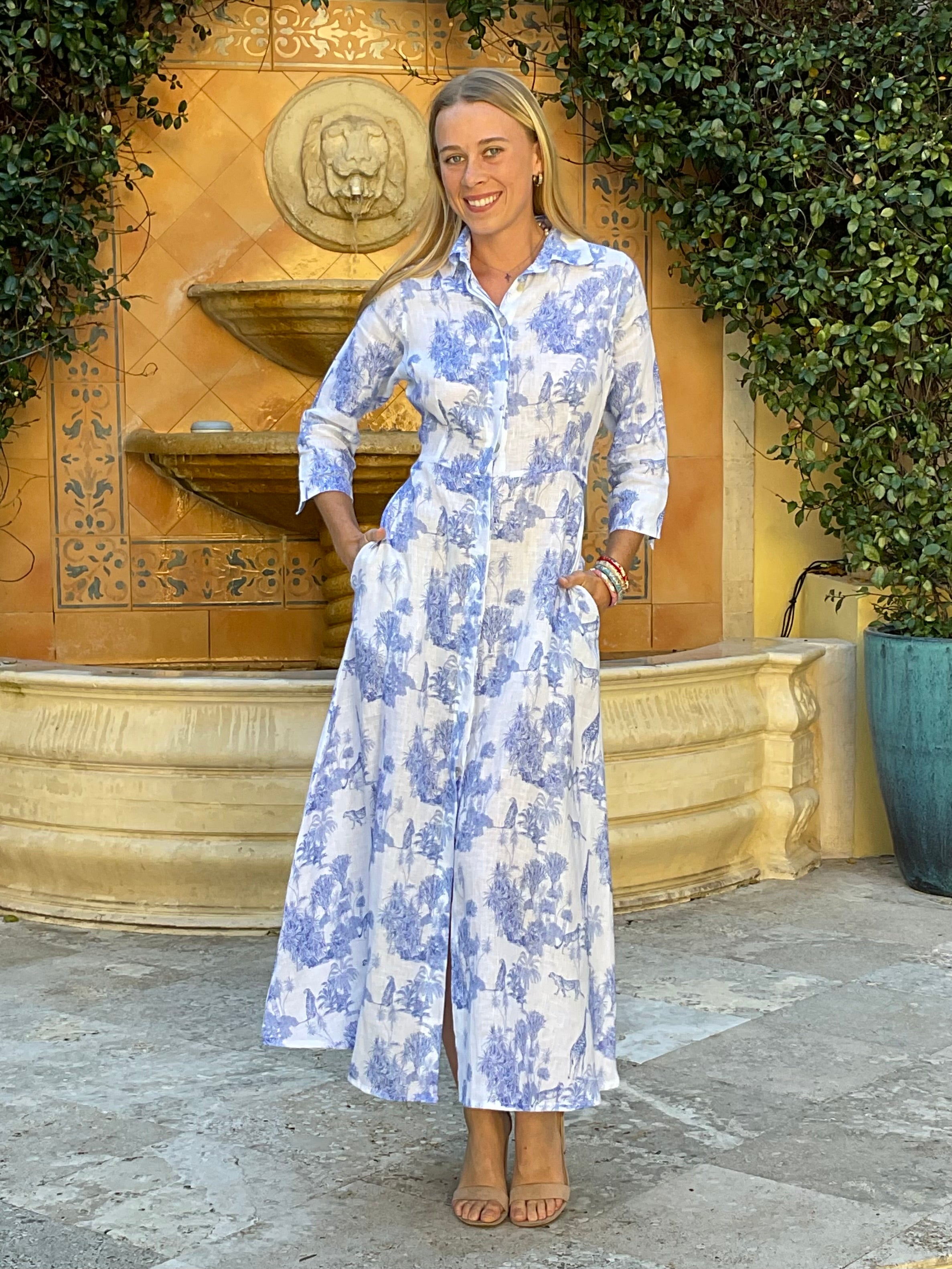 blue safari dress FRAME The Safari Dress
