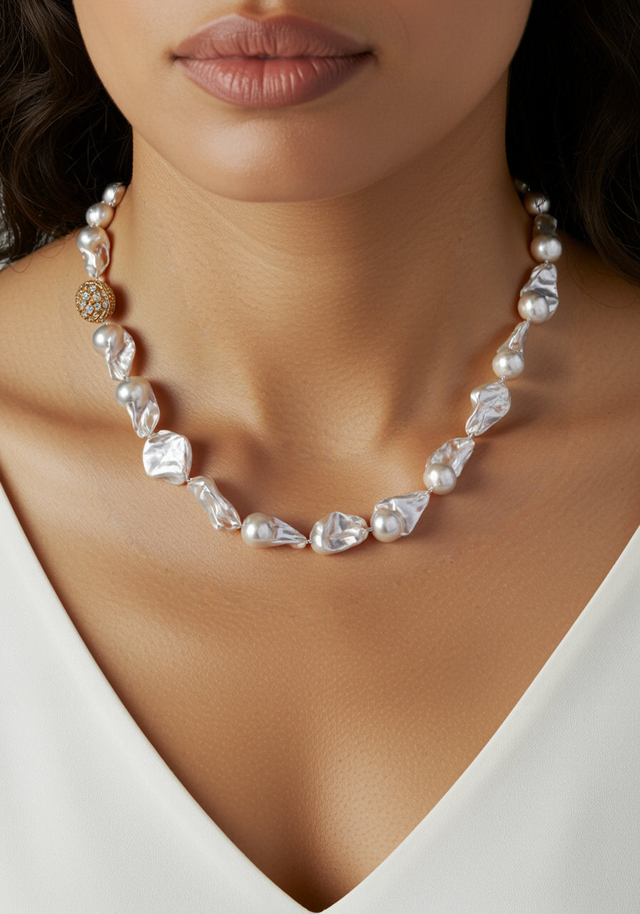 Baroque Pearl Necklace and Earring Set