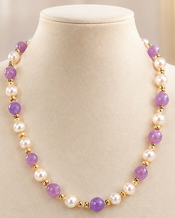Kunzite and Akoya Pearl Necklace