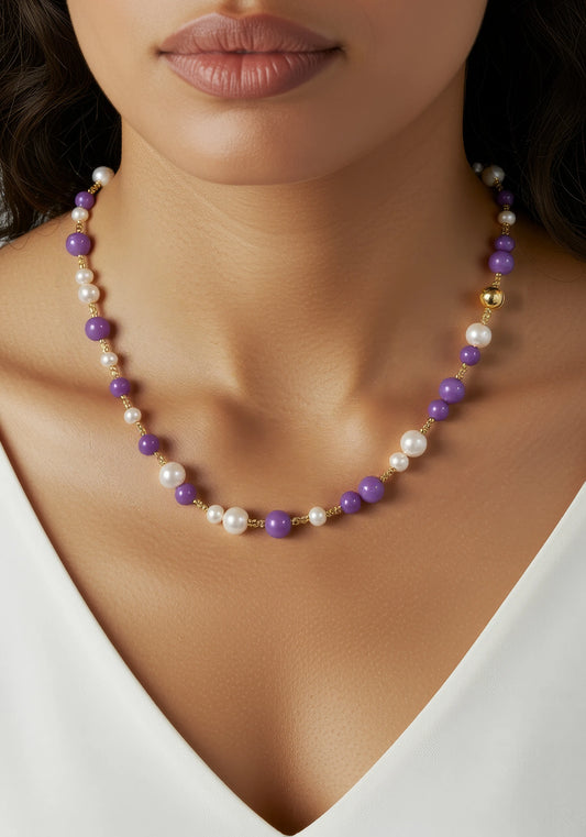 Kunzite and Akoya Pearl Necklace