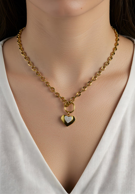 Rhinestone Heart Pendent Necklace