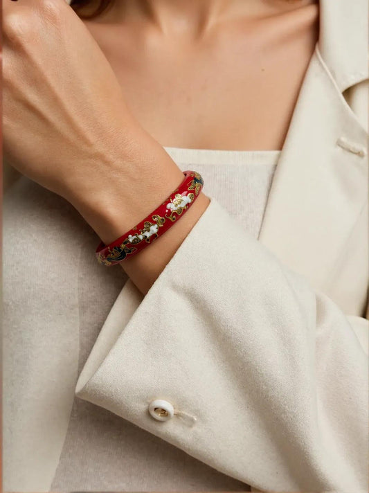 Retro Red Enamel Bangle