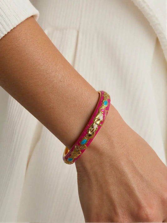 Retro Pink Enamel Bangle