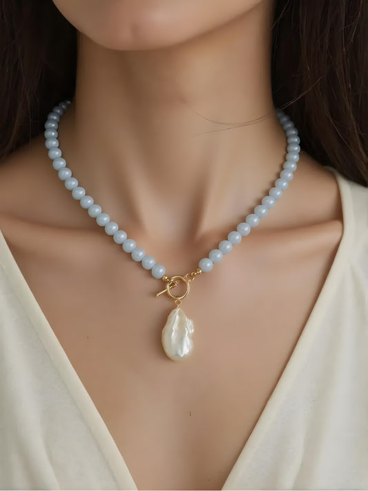 Baroque & Aquamarine Pendent Necklace