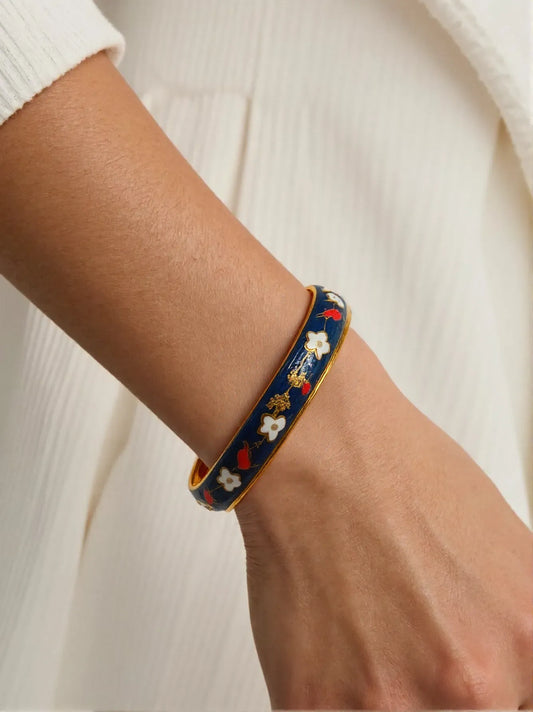 Retro Navy Enamel Bangle