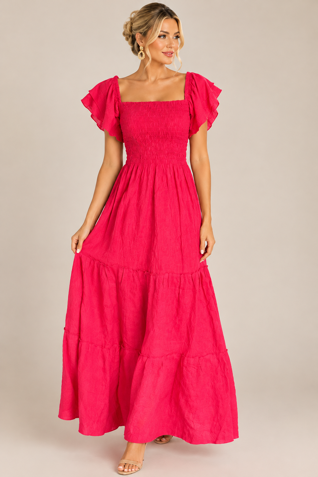 Coral Linen Dress