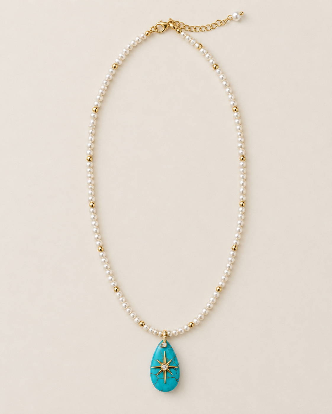 Celestial Pearl and Turquoise Necklace