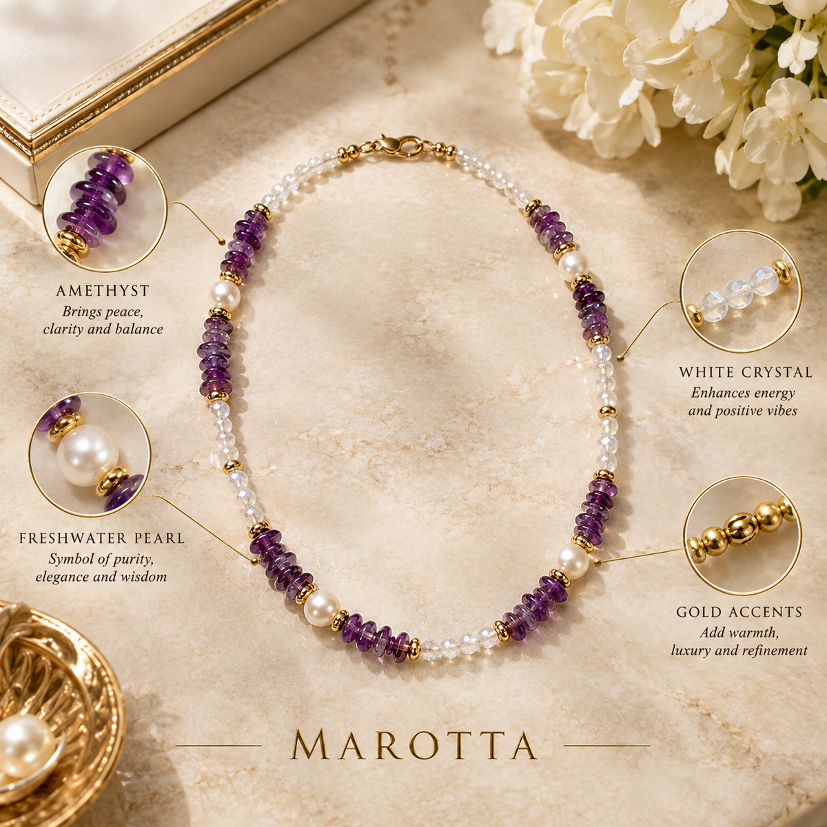 Amethyst and Pearl Necklace