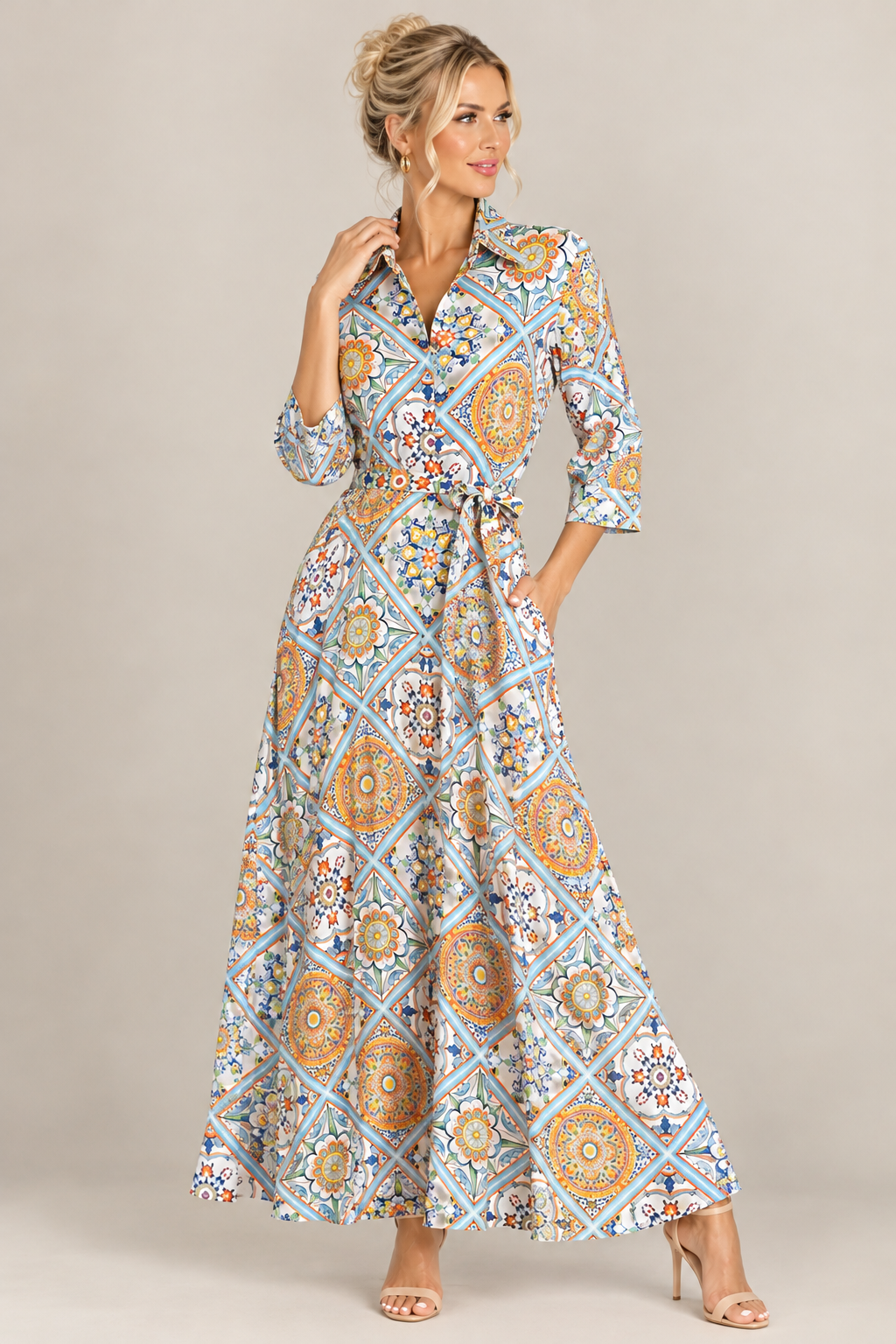 Mosaico Linen Dress