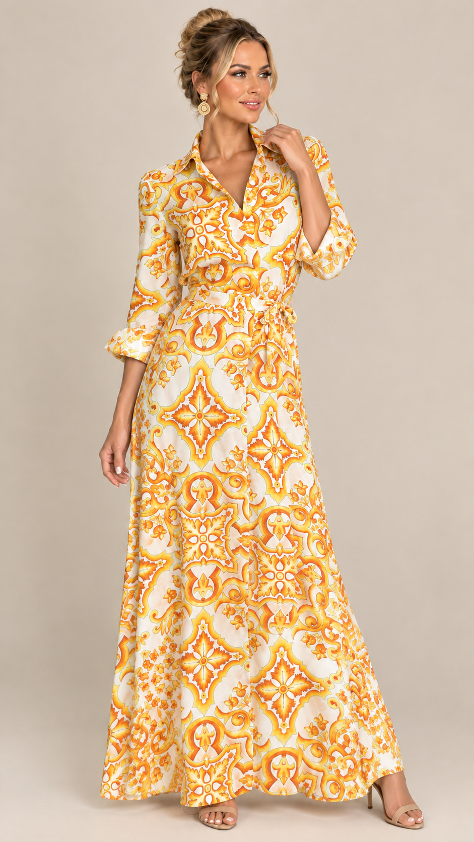 Golden Palazzo Linen Dress