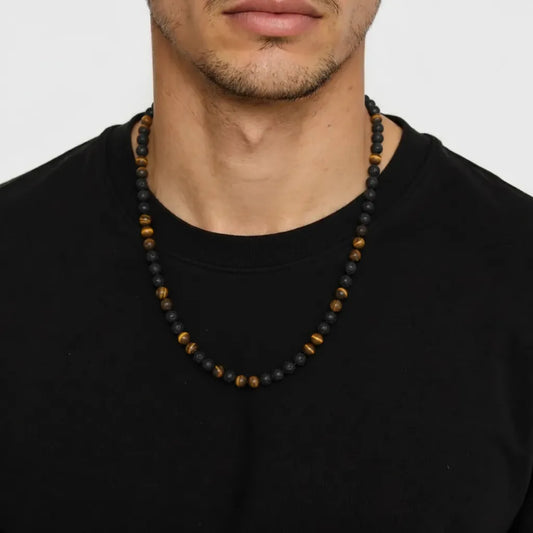 Tiger Eye & Lava Necklace