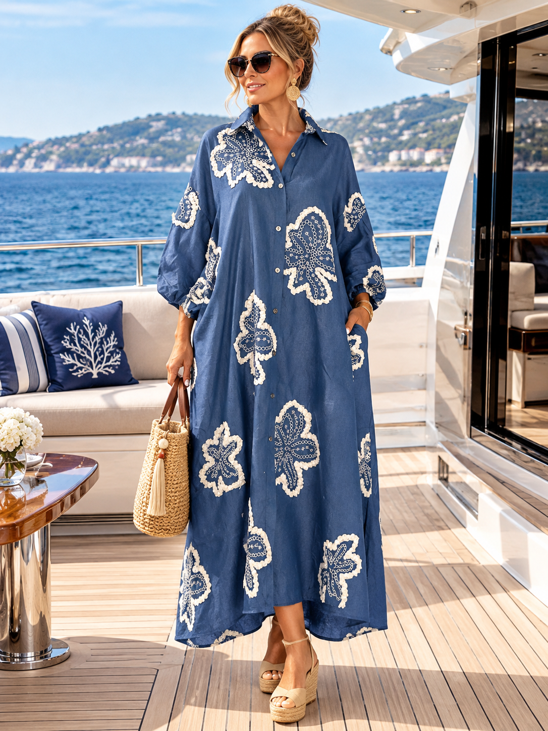 Riviera Embroidered Shirt Dress
