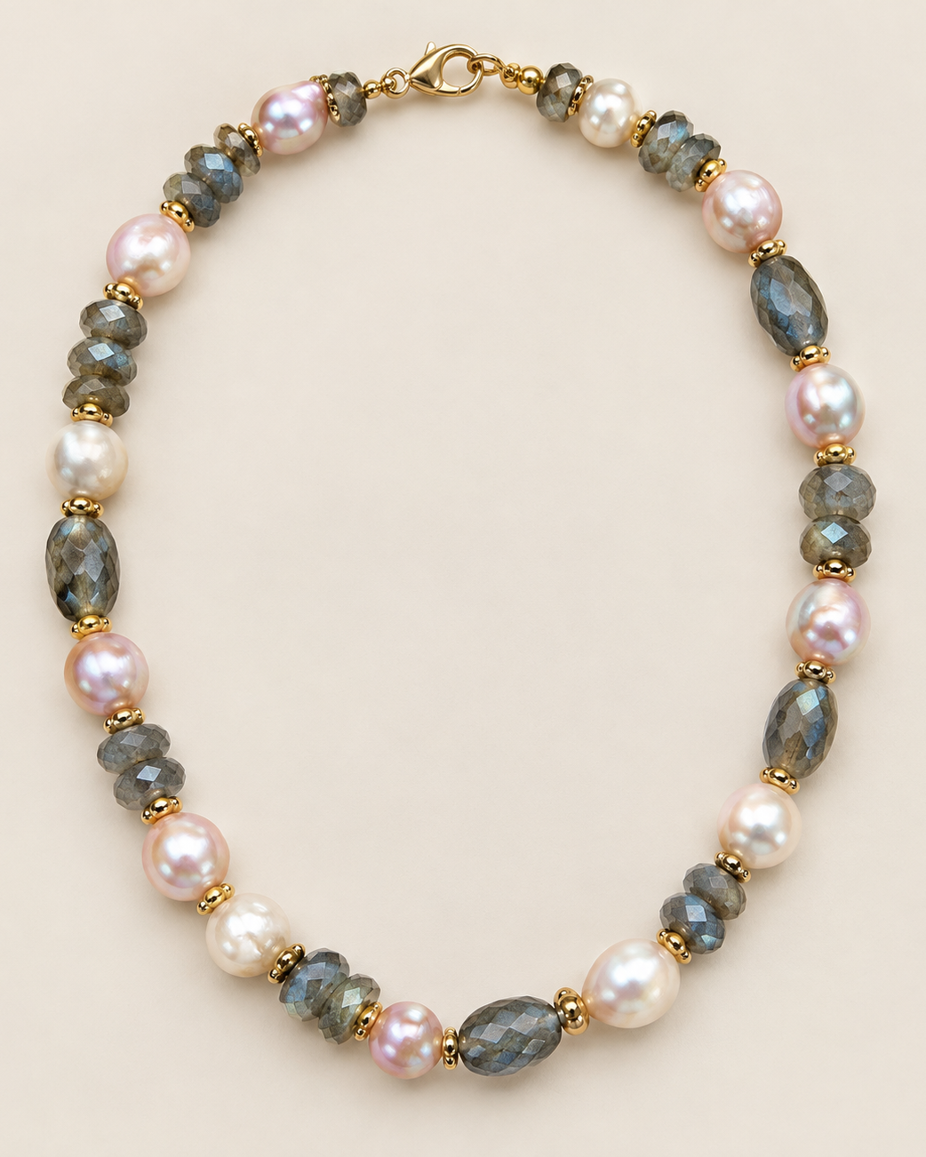Labradorite & Blush Pearl Statement Necklace