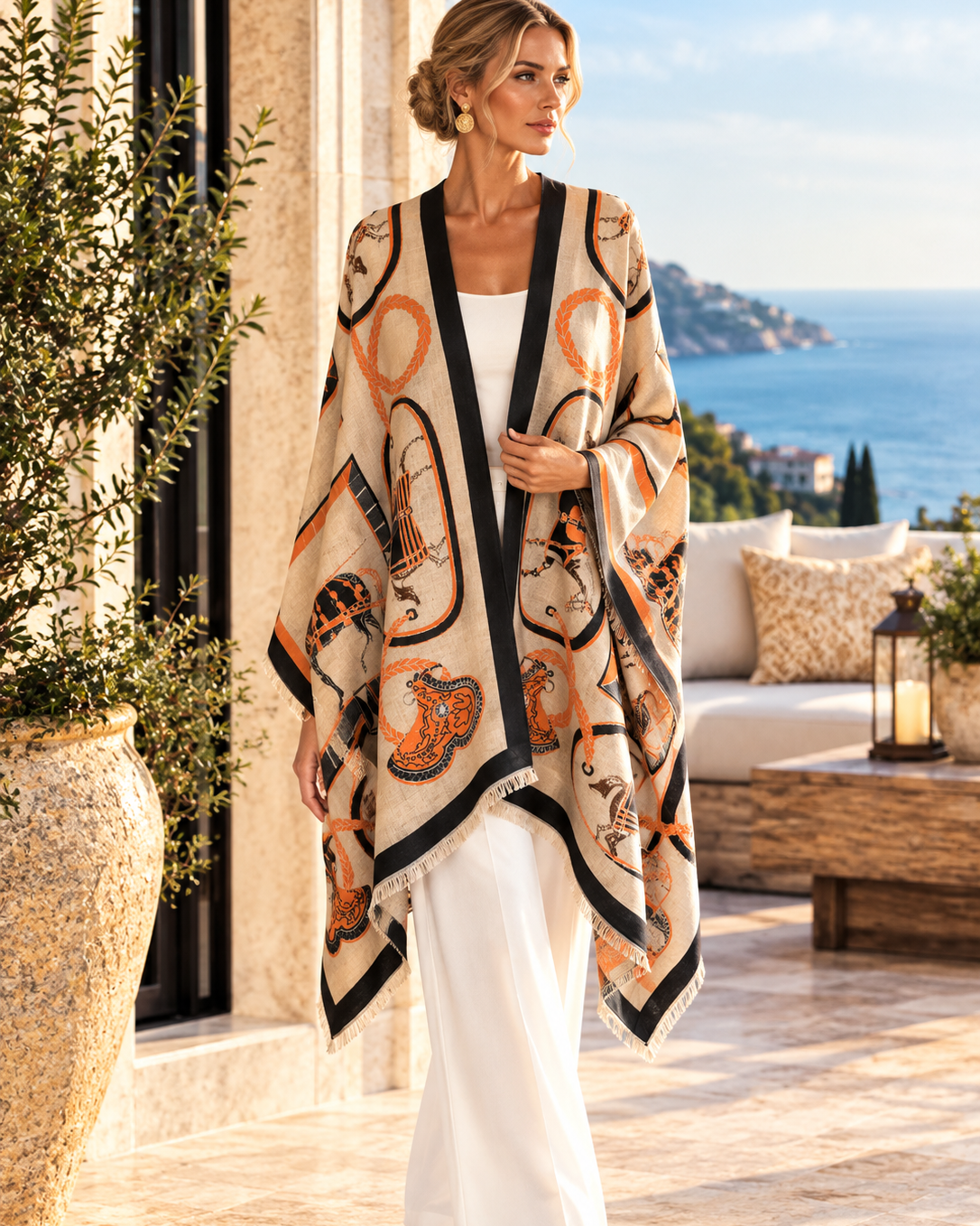Taupe/Brown/Black Equestrian Wrap