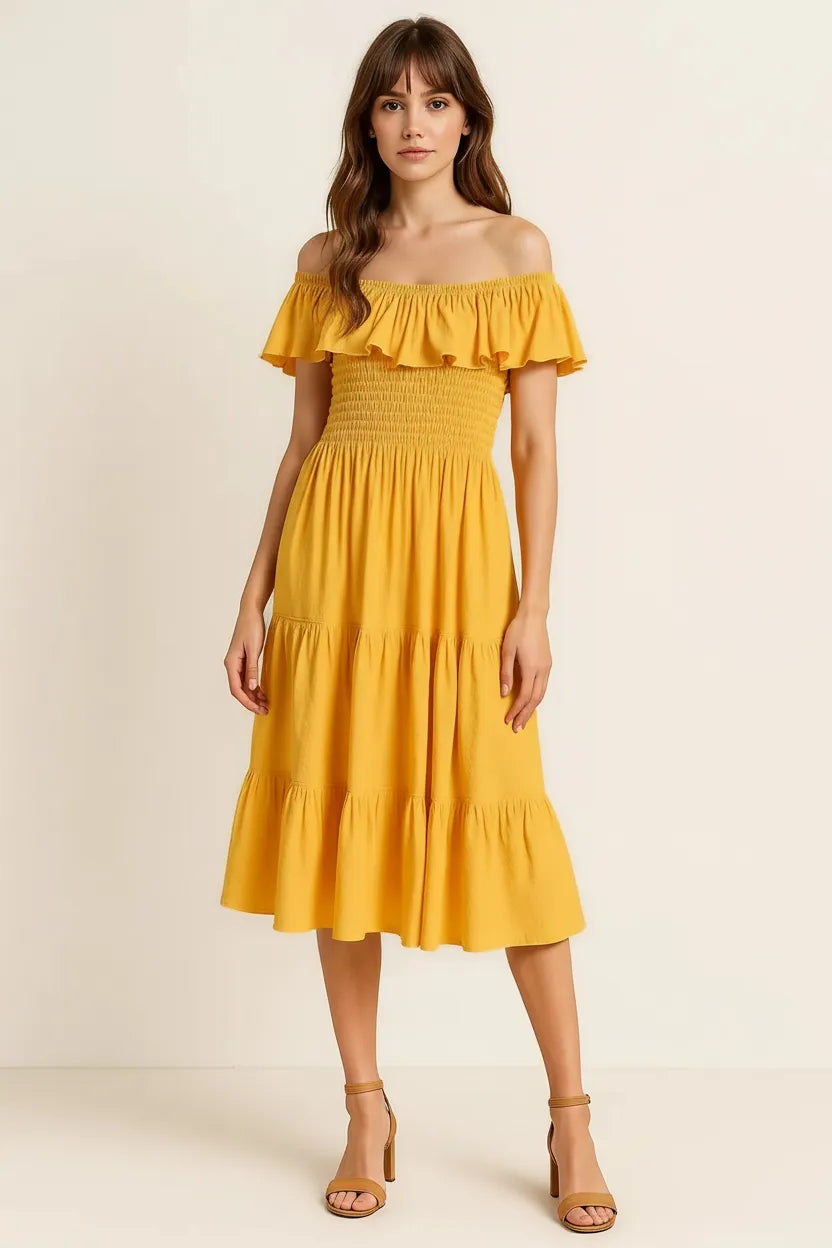 Marcella Giallo Linen Dress