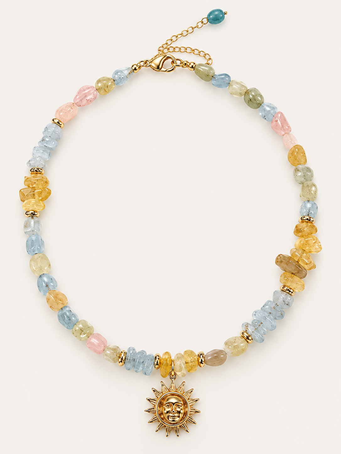 Celestial Sunburst Gemstone Necklace