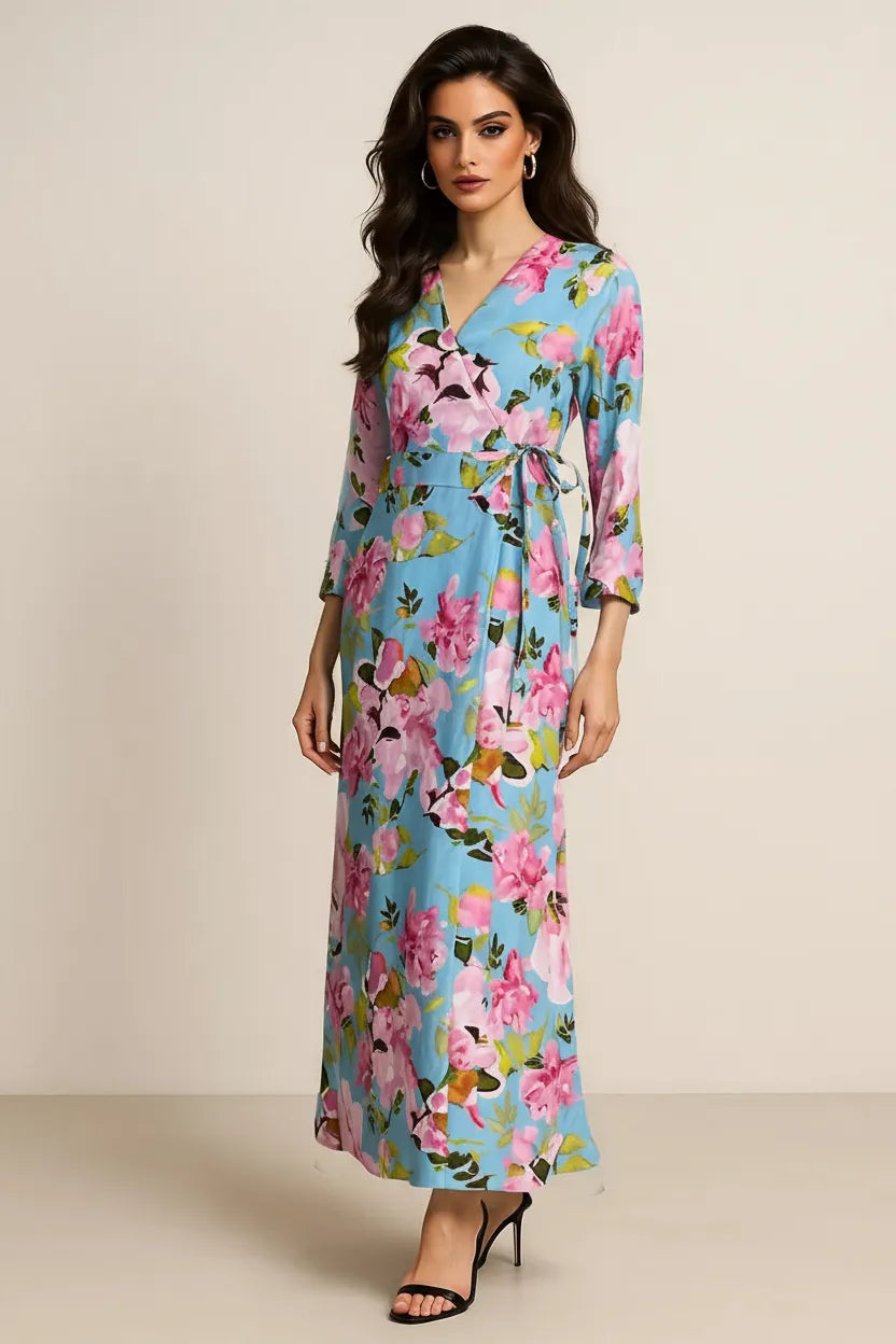 Flower Wrap Linen Dress