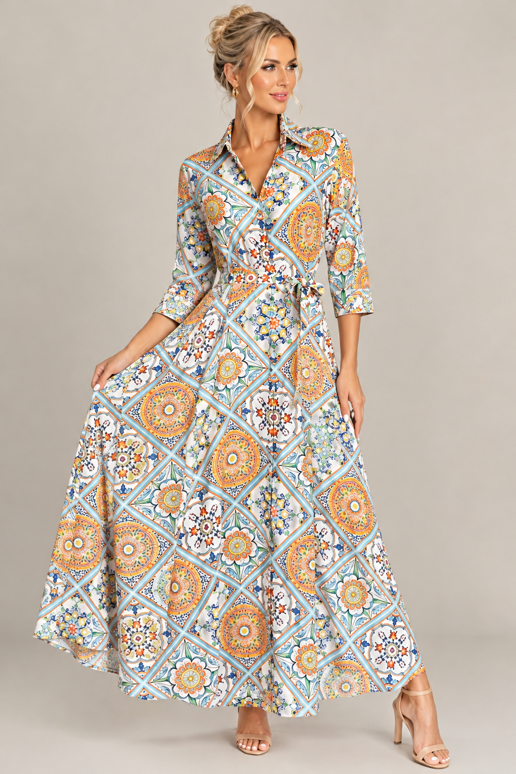 Mosaico Linen Dress