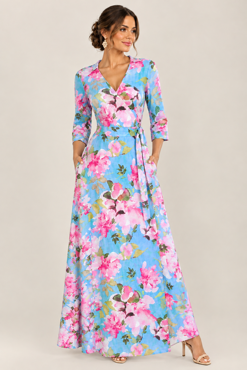 Flower Wrap Linen Dress
