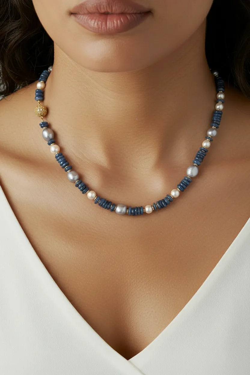 Freshawater Pearl and Kyanite Necklace
