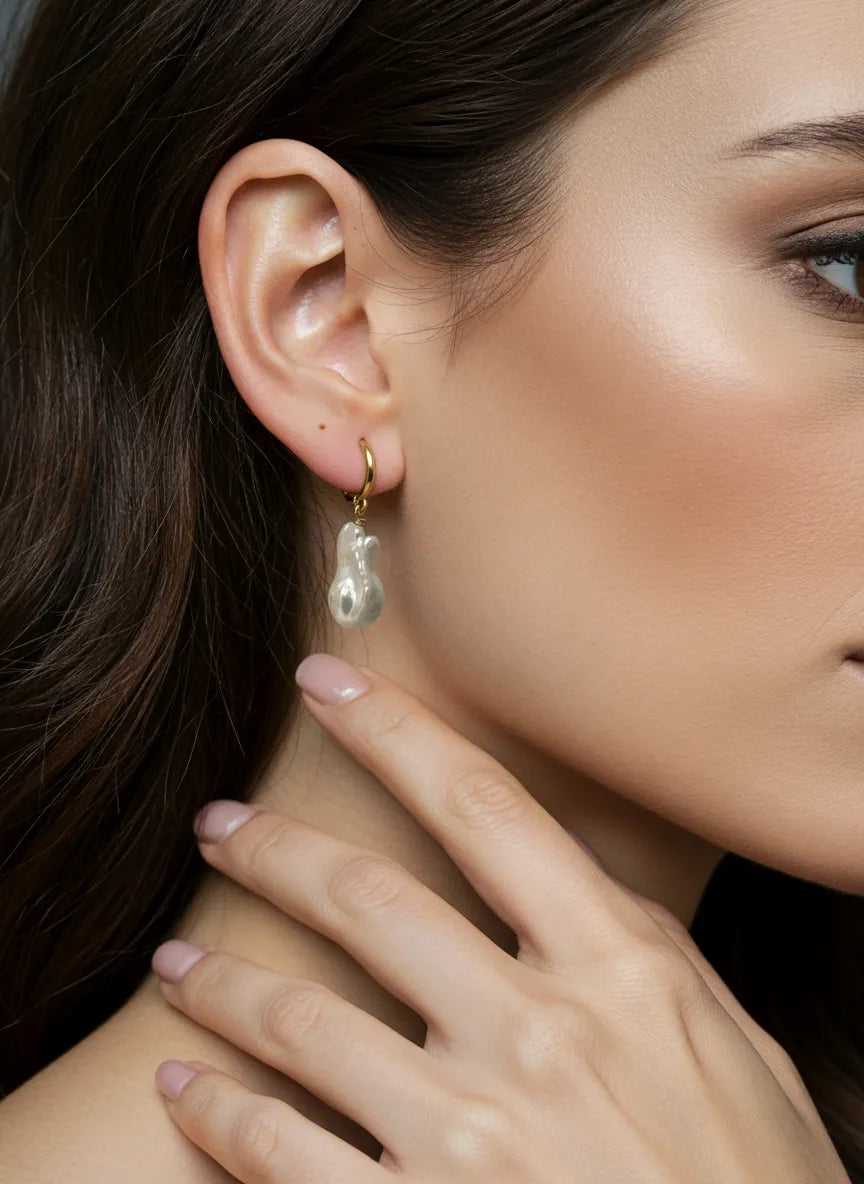 Baroque Pearl Necklace and Earring Set