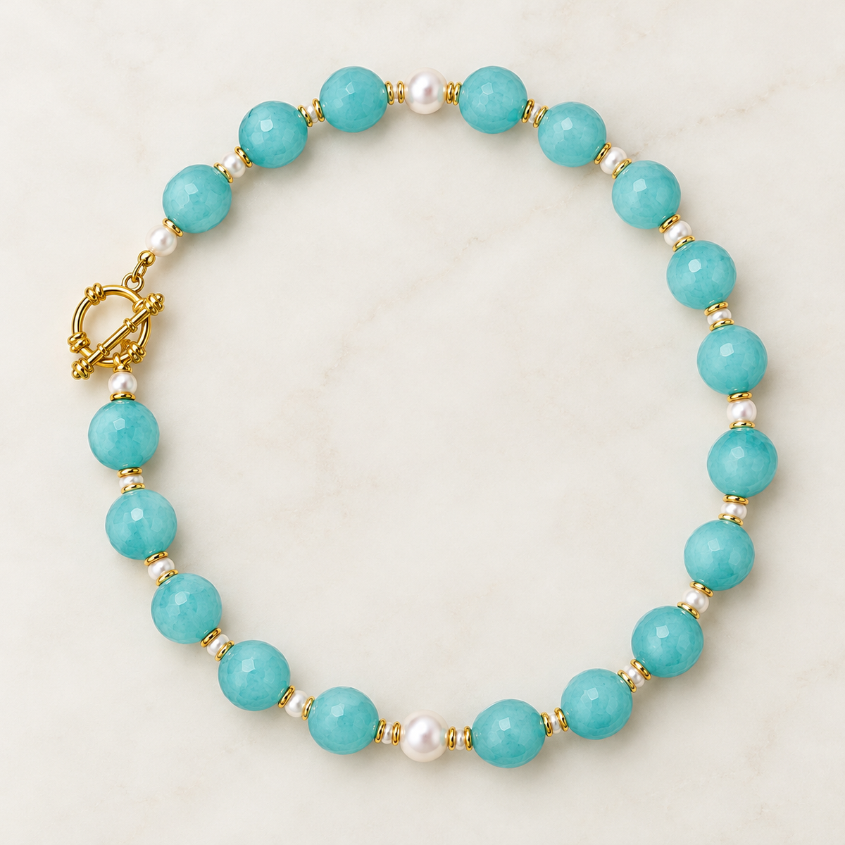 Aquamarine and Freshwater Pearl Necklace