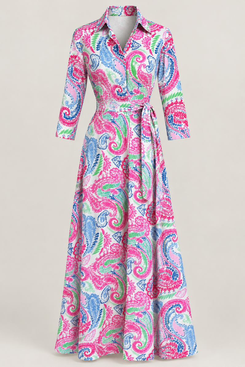 Jardín Paisley Linen Dress