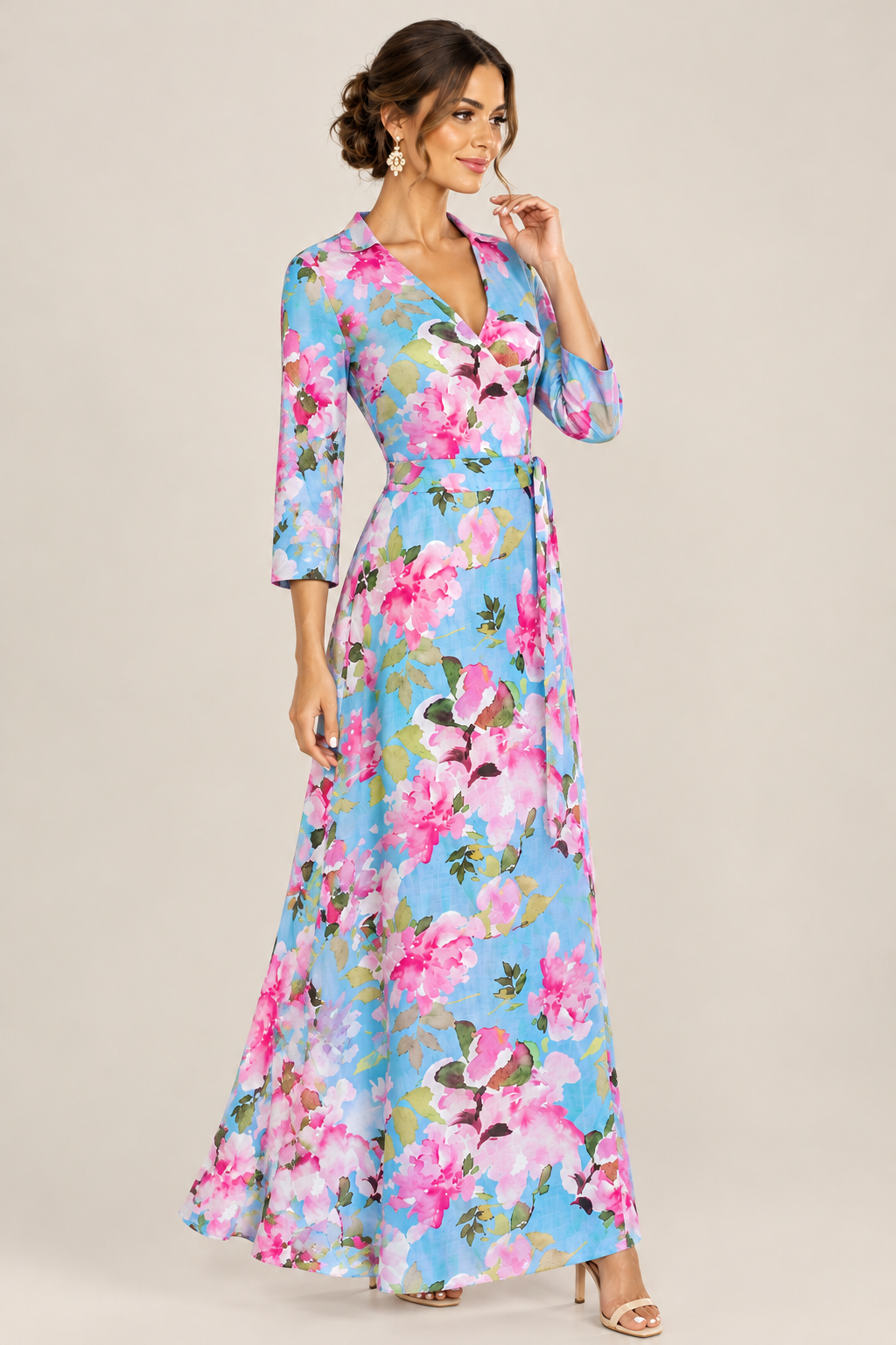 Flower Wrap Linen Dress