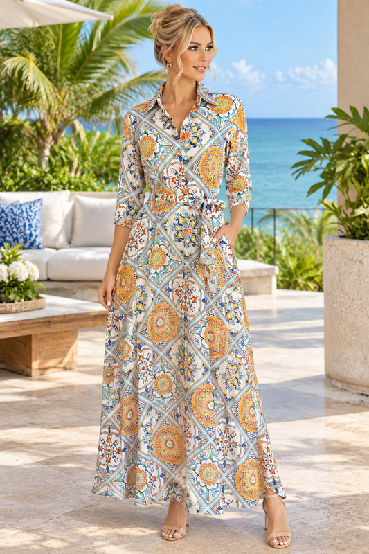 Mosaico Linen Dress
