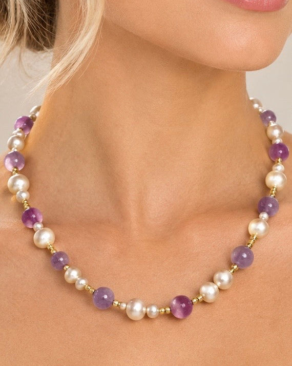 Kunzite and Akoya Pearl Necklace
