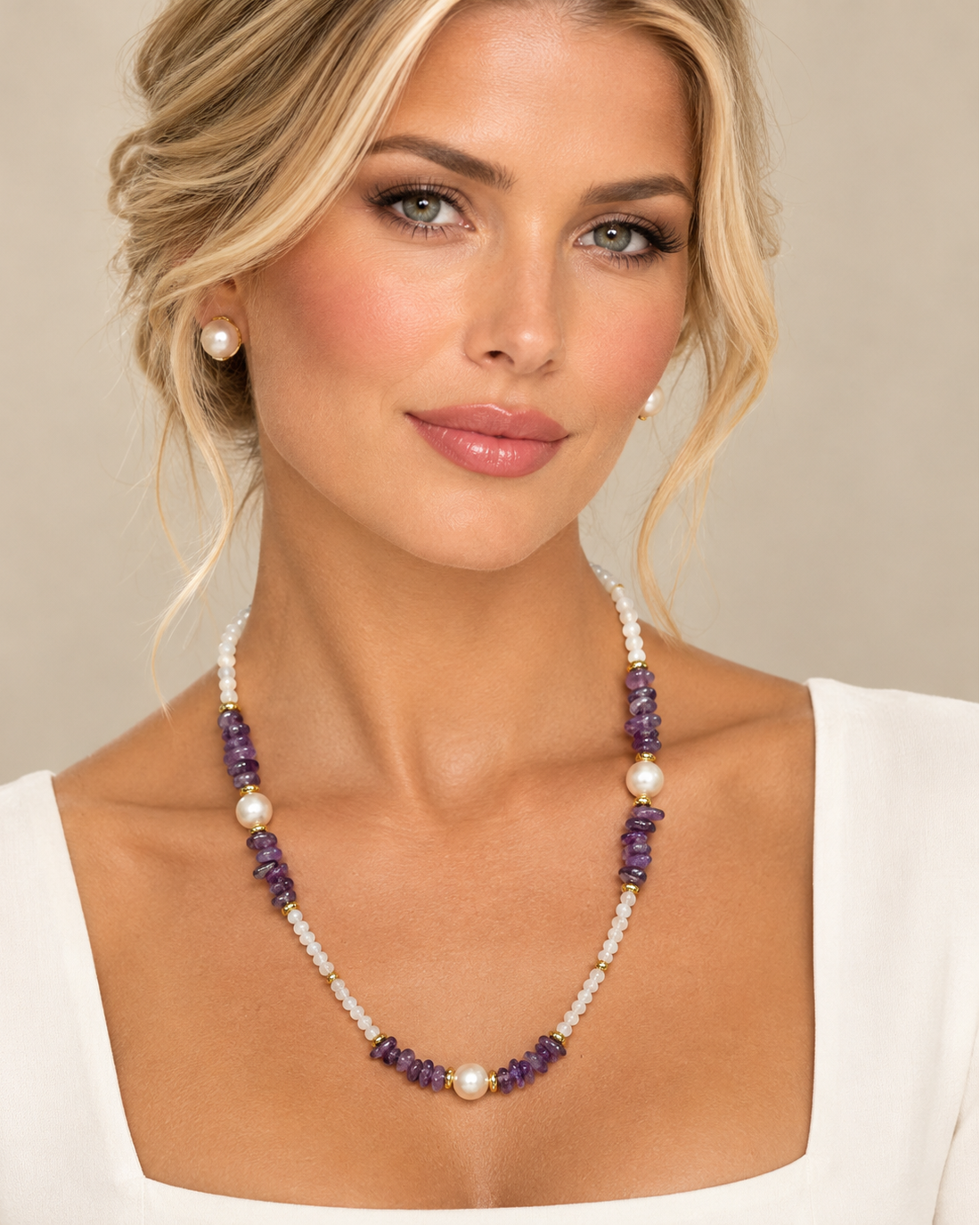 Amethyst and Pearl Necklace