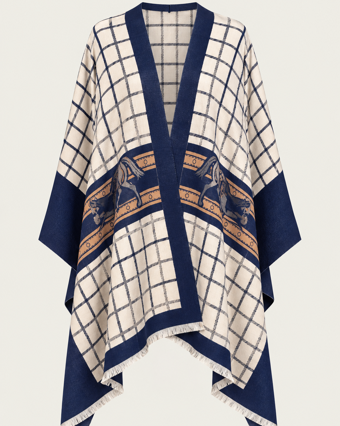 Navy/Camel/Ivory Equestrian Wrap