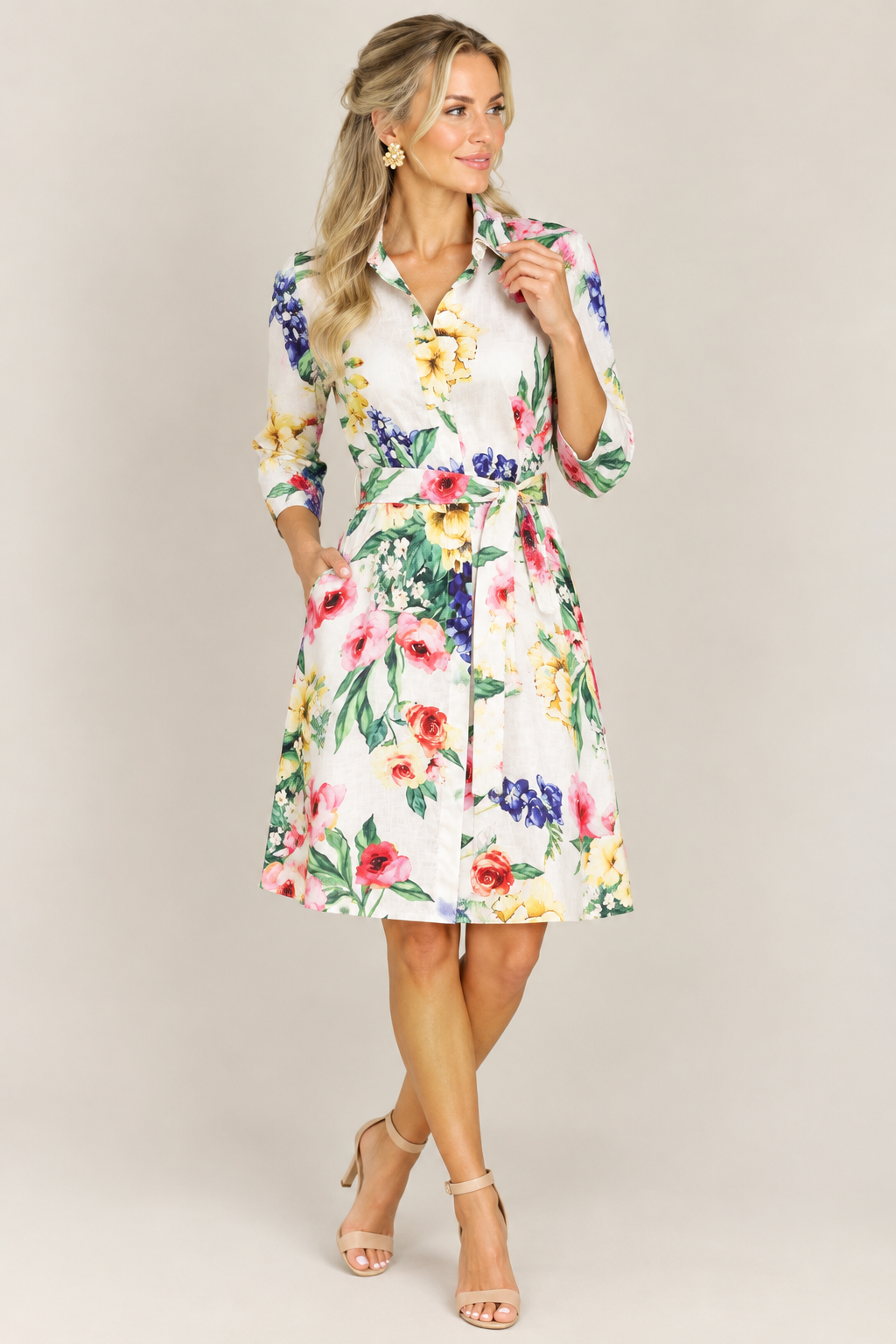 Fleur Elegance Shirt Dress