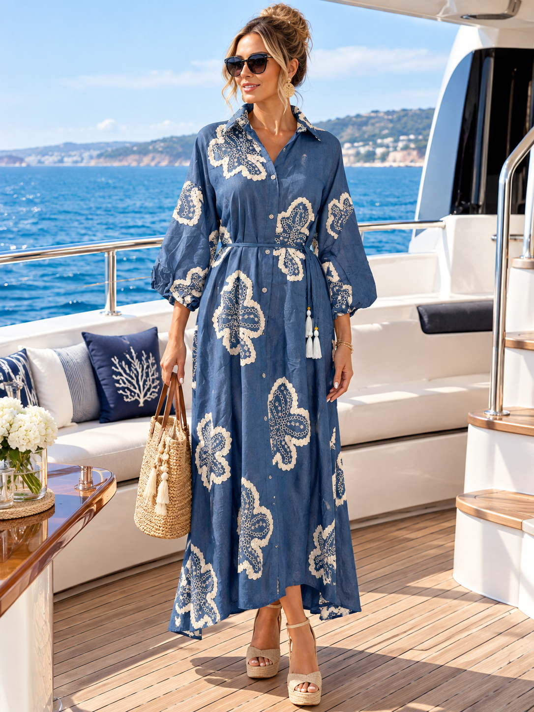 Riviera Embroidered Shirt Dress