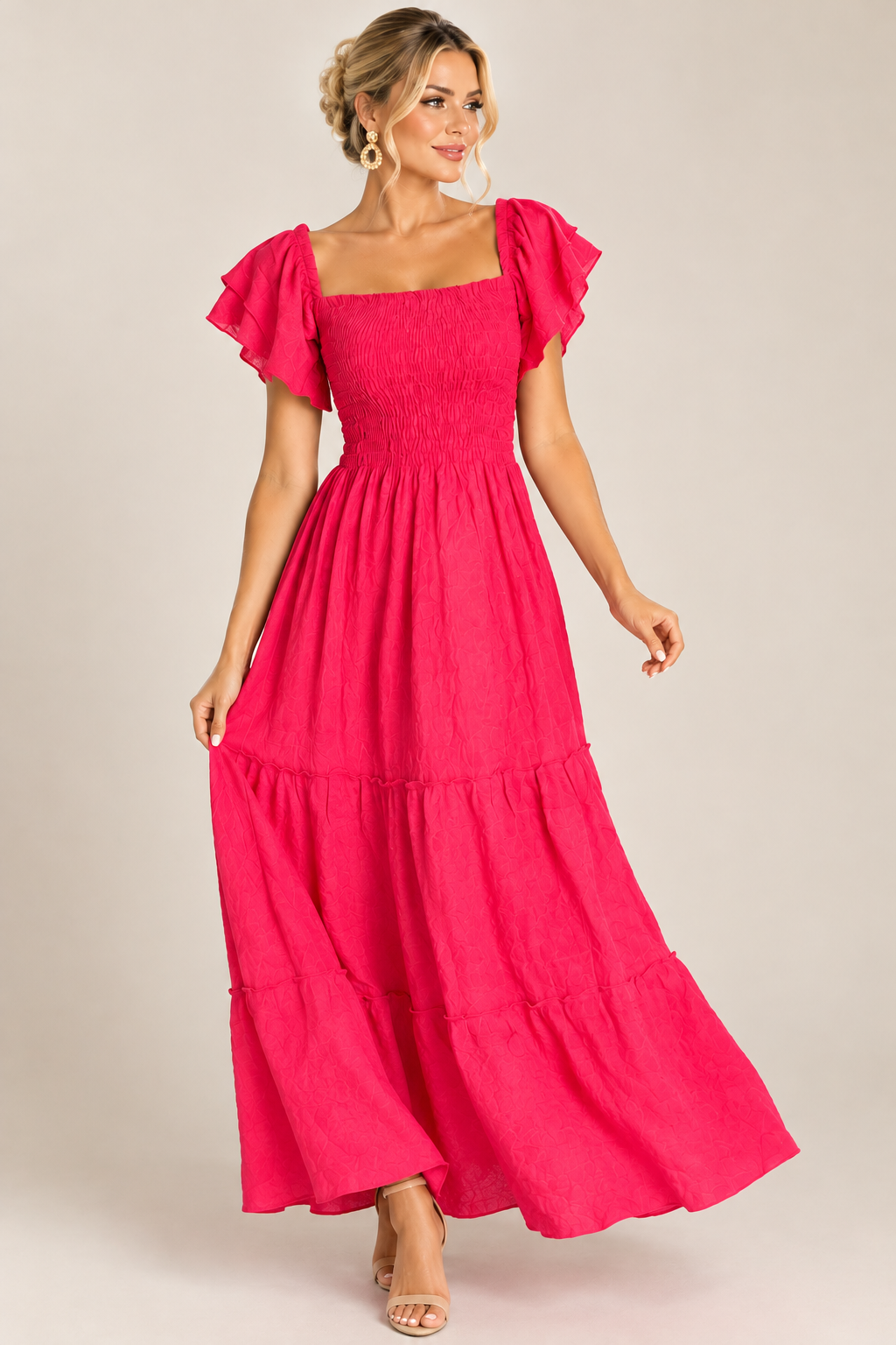 Coral Linen Dress